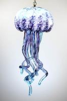 Opal Art Glass - Lamp - Jellyfish in Amethyst and Bright Blue